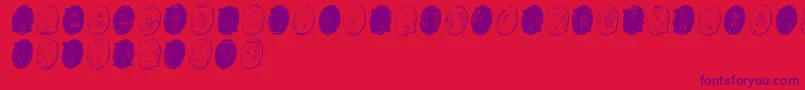Powdrfg-Schriftart – Violette Schriften auf rotem Hintergrund
