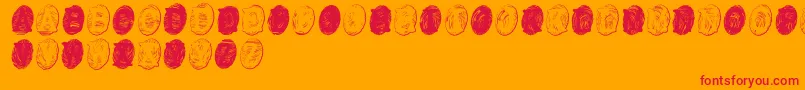 Powdrfg-Schriftart – Rote Schriften auf orangefarbenem Hintergrund