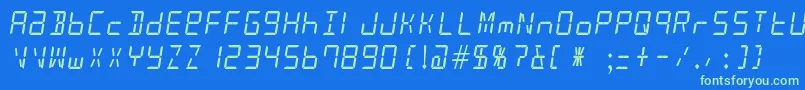 AlarmClock Font – Green Fonts on Blue Background