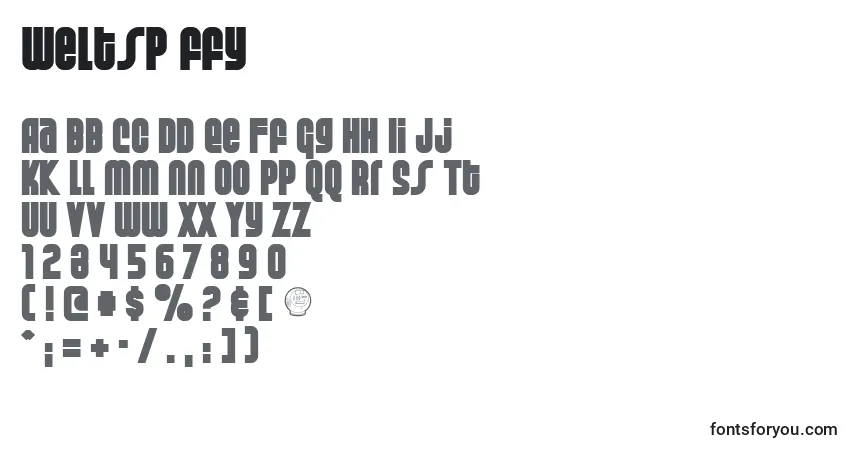 Schriftart Weltsp ffy – Alphabet, Zahlen, spezielle Symbole
