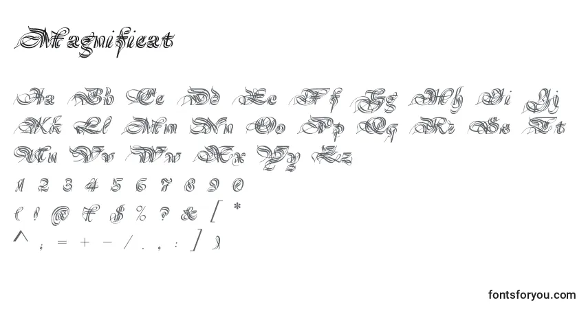 A fonte Magnificat – alfabeto, números, caracteres especiais