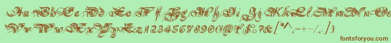 フォントMagnificat – 緑の背景に茶色のフォント