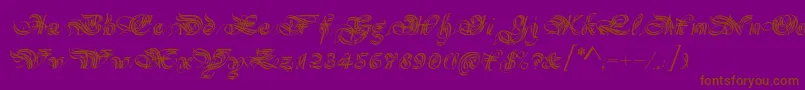フォントMagnificat – 紫色の背景に茶色のフォント