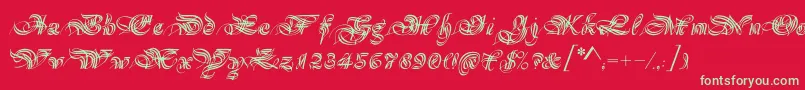 Magnificat Font – Green Fonts on Red Background