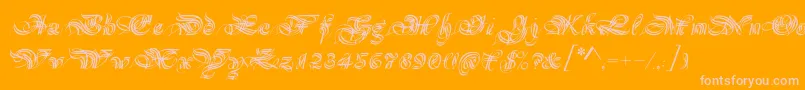 Magnificat-fontti – vaaleanpunaiset fontit oranssilla taustalla
