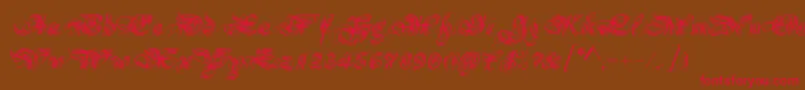 フォントMagnificat – 赤い文字が茶色の背景にあります。