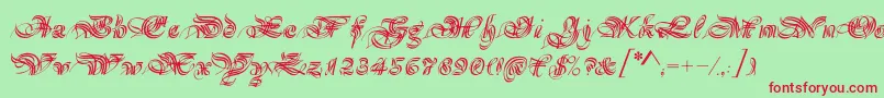 Magnificat-fontti – punaiset fontit vihreällä taustalla