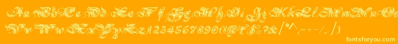 Подробнее о шрифте Magnificat Шрифт Magnificat – жёлтые шрифты на оранжевом фоне