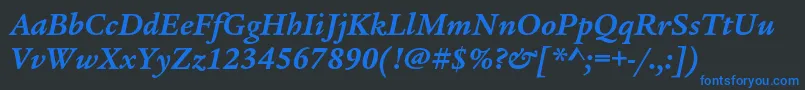 LegacyserifstdBolditalic Font – Blue Fonts on Black Background