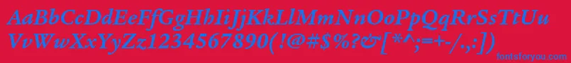 フォントLegacyserifstdBolditalic – 赤い背景に青い文字