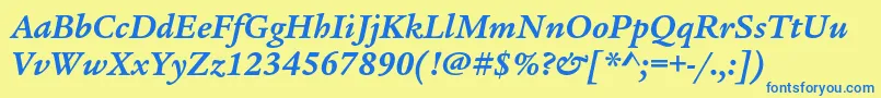LegacyserifstdBolditalic Font – Blue Fonts on Yellow Background