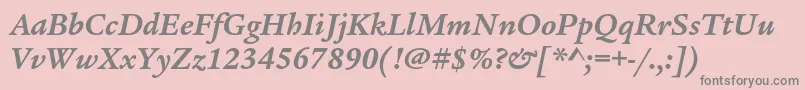 LegacyserifstdBolditalic Font – Gray Fonts on Pink Background