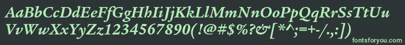 LegacyserifstdBolditalic Font – Green Fonts on Black Background