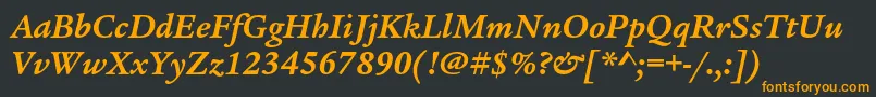 LegacyserifstdBolditalic Font – Orange Fonts on Black Background