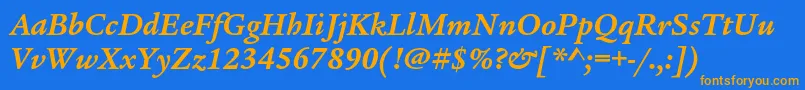 フォントLegacyserifstdBolditalic – オレンジ色の文字が青い背景にあります。