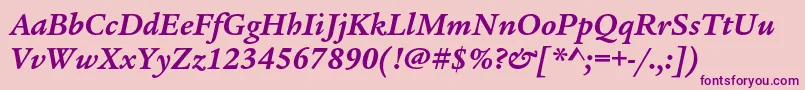 LegacyserifstdBolditalic Font – Purple Fonts on Pink Background