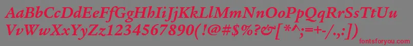 LegacyserifstdBolditalic Font – Red Fonts on Gray Background