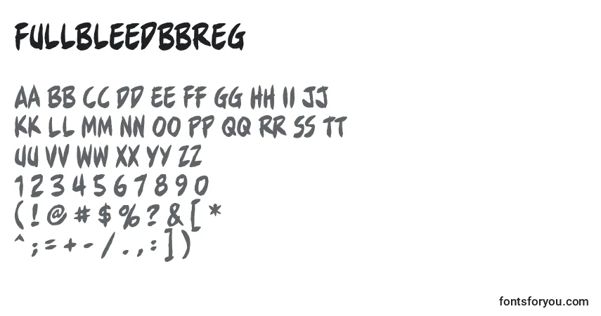 A fonte FullbleedbbReg – alfabeto, números, caracteres especiais