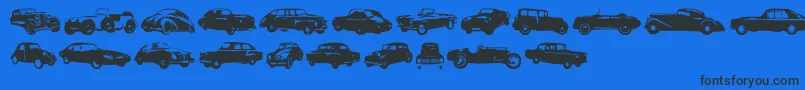 Fonte Linotypeharrycars – fontes pretas em um fundo azul