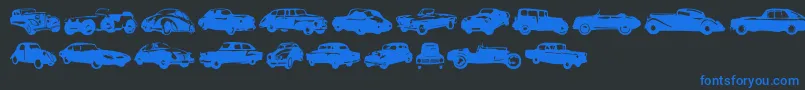 Linotypeharrycars Font – Blue Fonts on Black Background