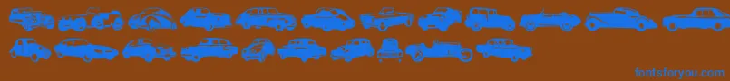 Linotypeharrycars Font – Blue Fonts on Brown Background