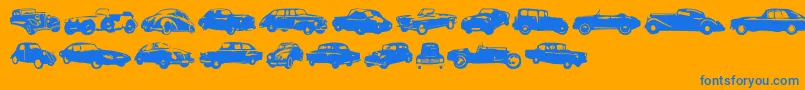 Linotypeharrycars Font – Blue Fonts on Orange Background