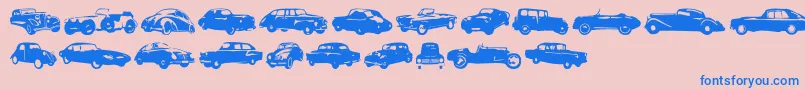 Linotypeharrycars Font – Blue Fonts on Pink Background