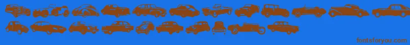 Linotypeharrycars Font – Brown Fonts on Blue Background