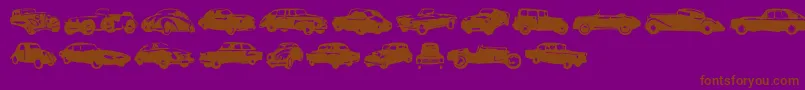 Linotypeharrycars Font – Brown Fonts on Purple Background