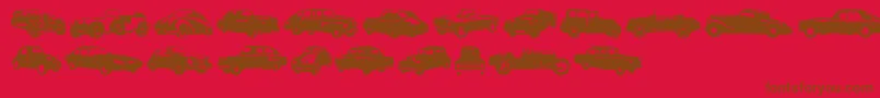 フォントLinotypeharrycars – 赤い背景に茶色の文字