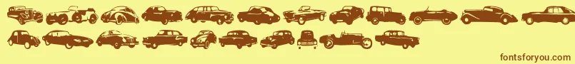 Шрифт Linotypeharrycars – коричневые шрифты на жёлтом фоне