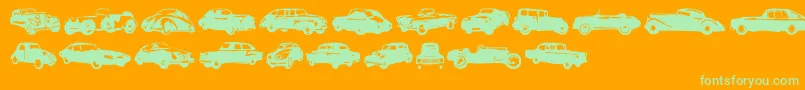 Linotypeharrycars Font – Green Fonts on Orange Background