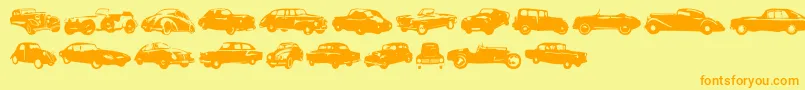 Linotypeharrycars Font – Orange Fonts on Yellow Background
