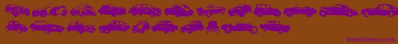 Linotypeharrycars Font – Purple Fonts on Brown Background