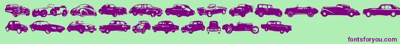 Linotypeharrycars Font – Purple Fonts on Green Background