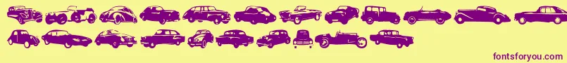 Linotypeharrycars Font – Purple Fonts on Yellow Background