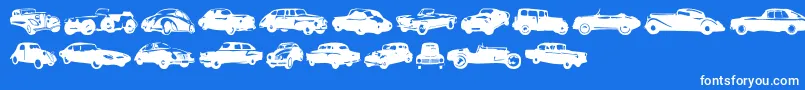 Linotypeharrycars Font – White Fonts on Blue Background