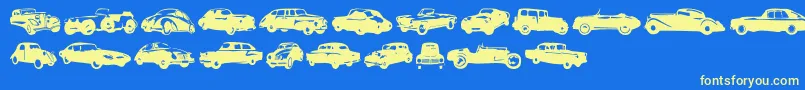 Linotypeharrycars Font – Yellow Fonts on Blue Background