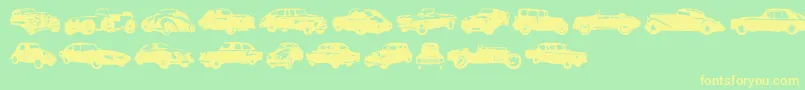 Linotypeharrycars Font – Yellow Fonts on Green Background