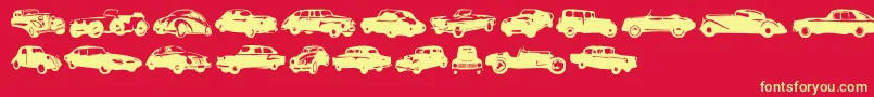 Linotypeharrycars Font – Yellow Fonts on Red Background