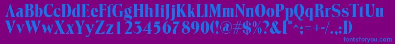 Trooverroman-Schriftart – Blaue Schriften auf violettem Hintergrund