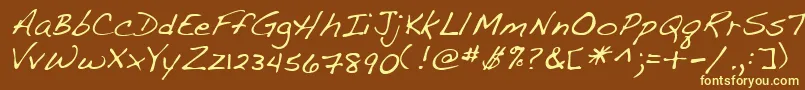 Lehn107-fontti – keltaiset fontit ruskealla taustalla