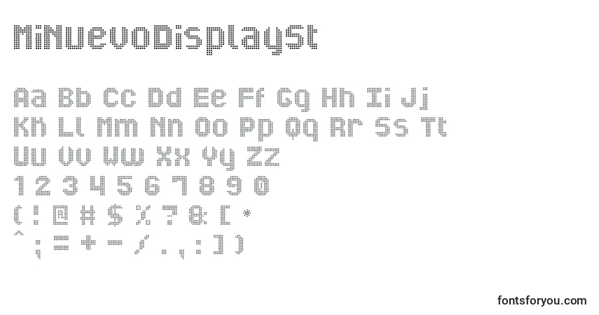 A fonte MiNuevoDisplaySt – alfabeto, números, caracteres especiais