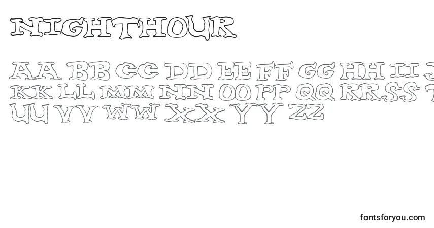 Fuente Nighthour - alfabeto, números, caracteres especiales