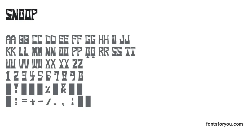 Schriftart Snoop – Alphabet, Zahlen, spezielle Symbole