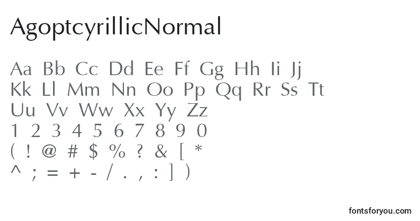 Schriftart AgoptcyrillicNormal – Alphabet, Zahlen, spezielle Symbole