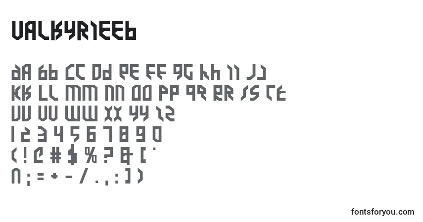 A fonte Valkyrieeb – alfabeto, números, caracteres especiais