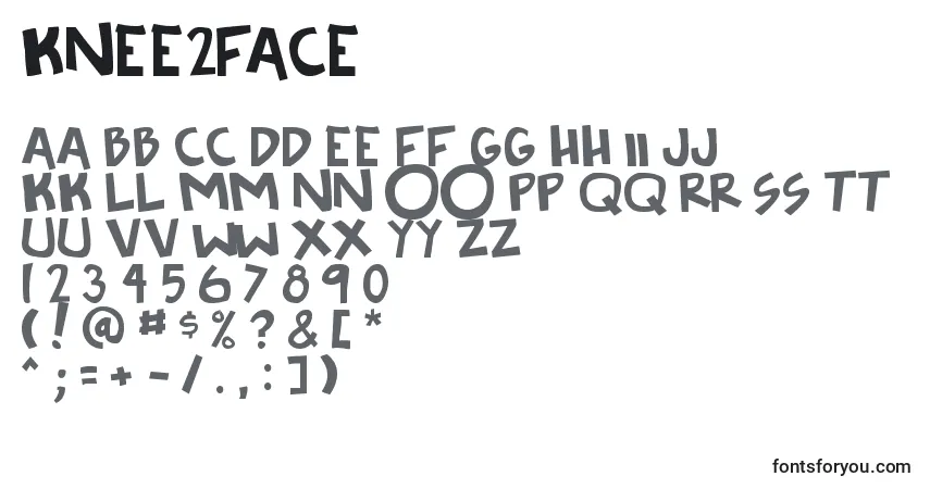 Schriftart Knee2face – Alphabet, Zahlen, spezielle Symbole