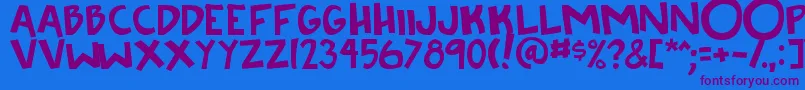 Knee2face Font – Purple Fonts on Blue Background