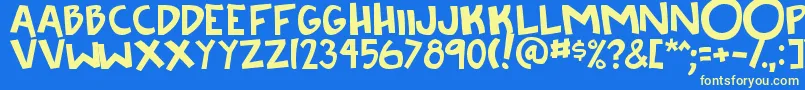 Knee2face Font – Yellow Fonts on Blue Background